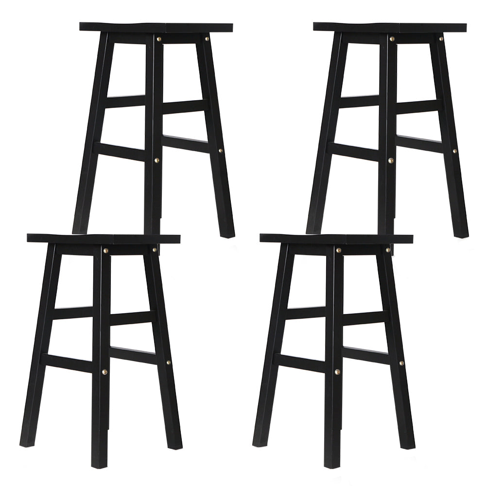 4x Backless Bar Stools Wooden - Black