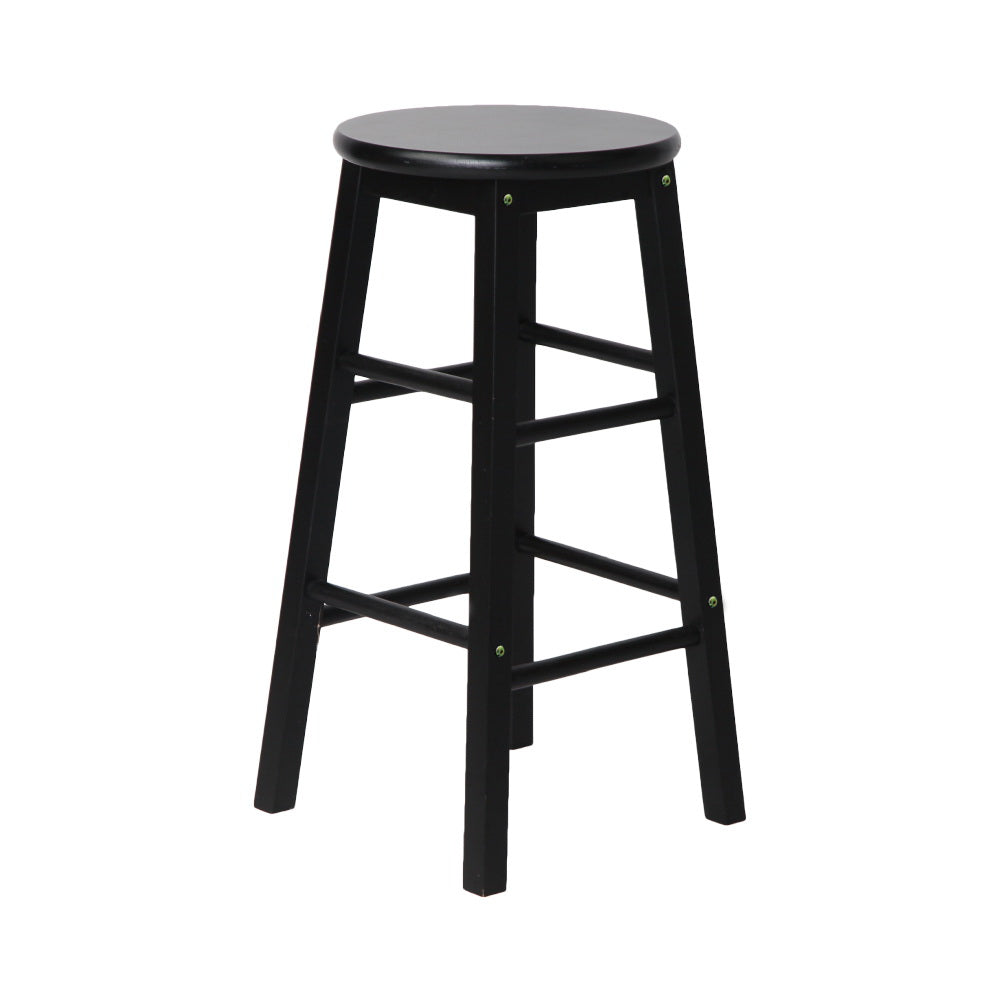 2x Round Wooden Bar Stools 