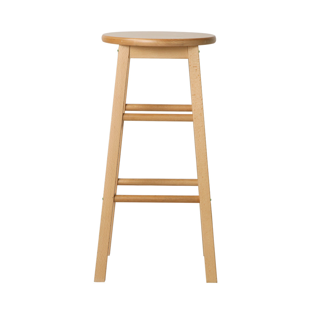 2x Round Wooden Bar Stools 