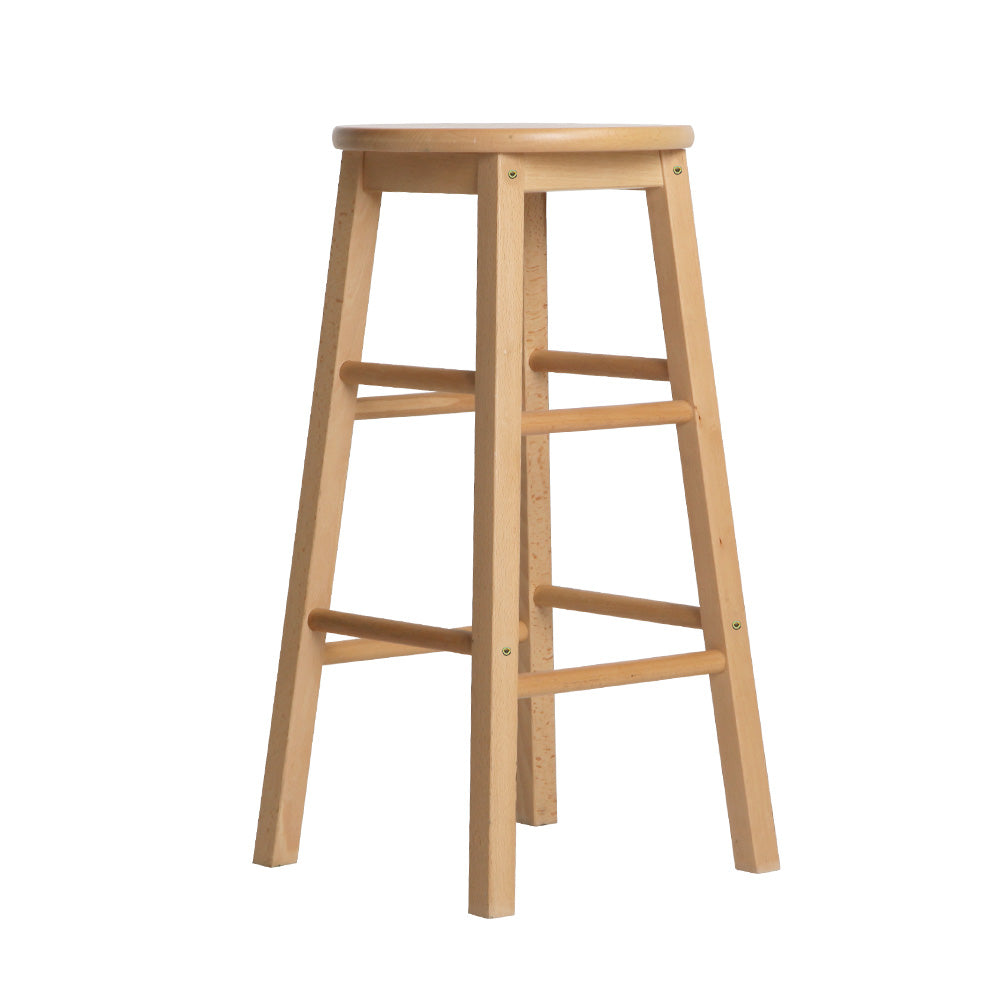 2x Round Wooden Bar Stools 