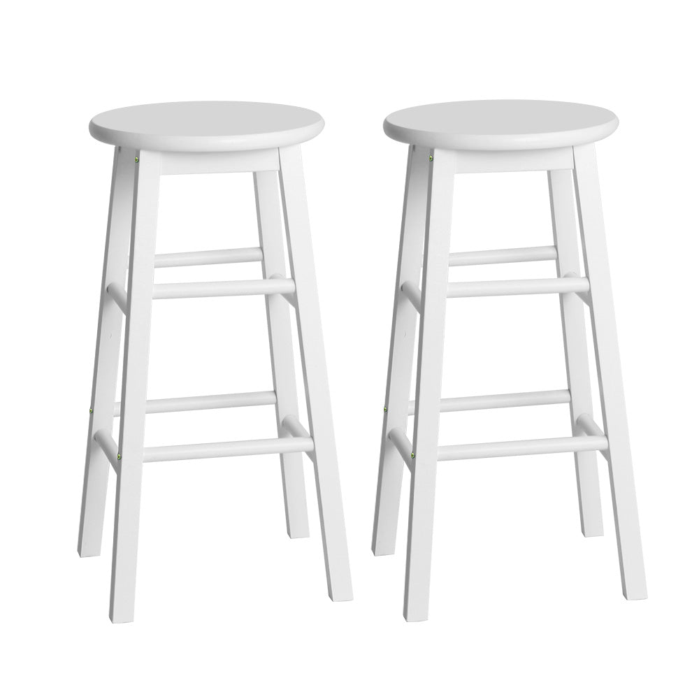 2x Round Wooden Bar Stools 