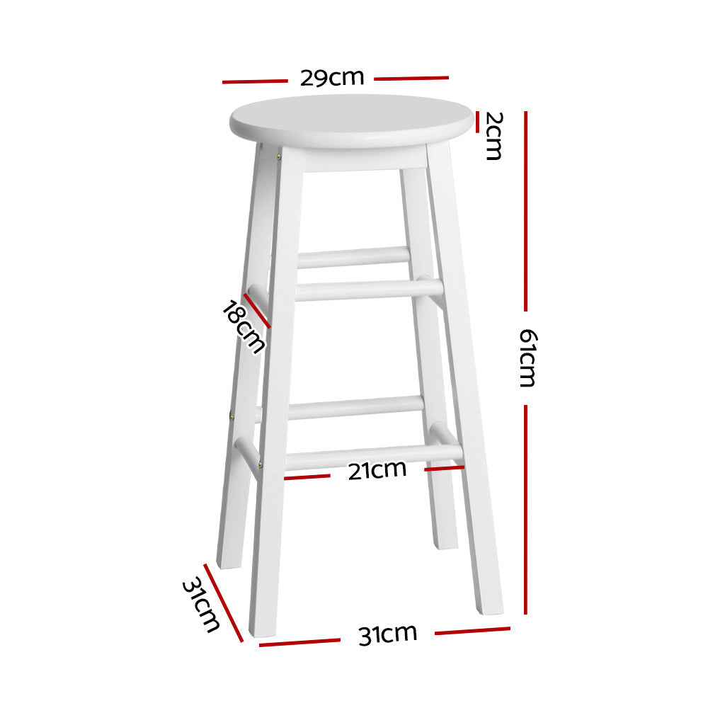 2x Round Wooden Bar Stools 