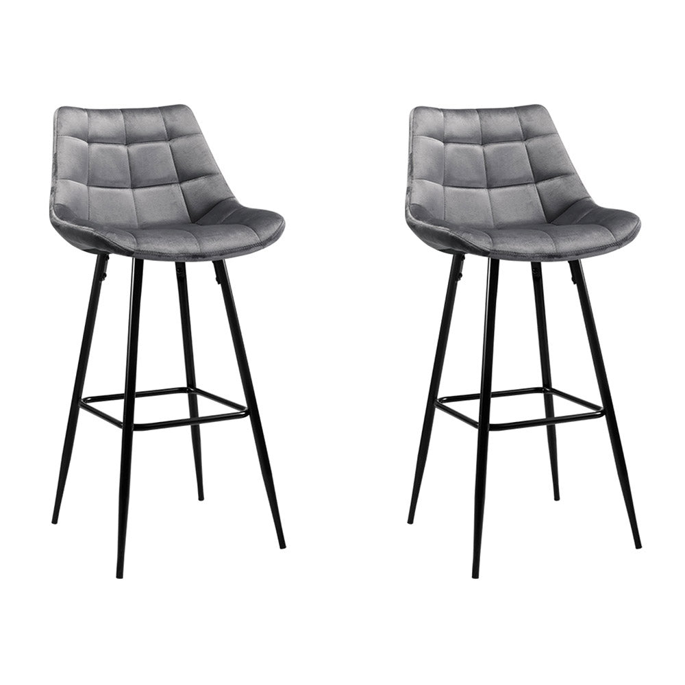 2x Velvet Kitchen Bar Stools 