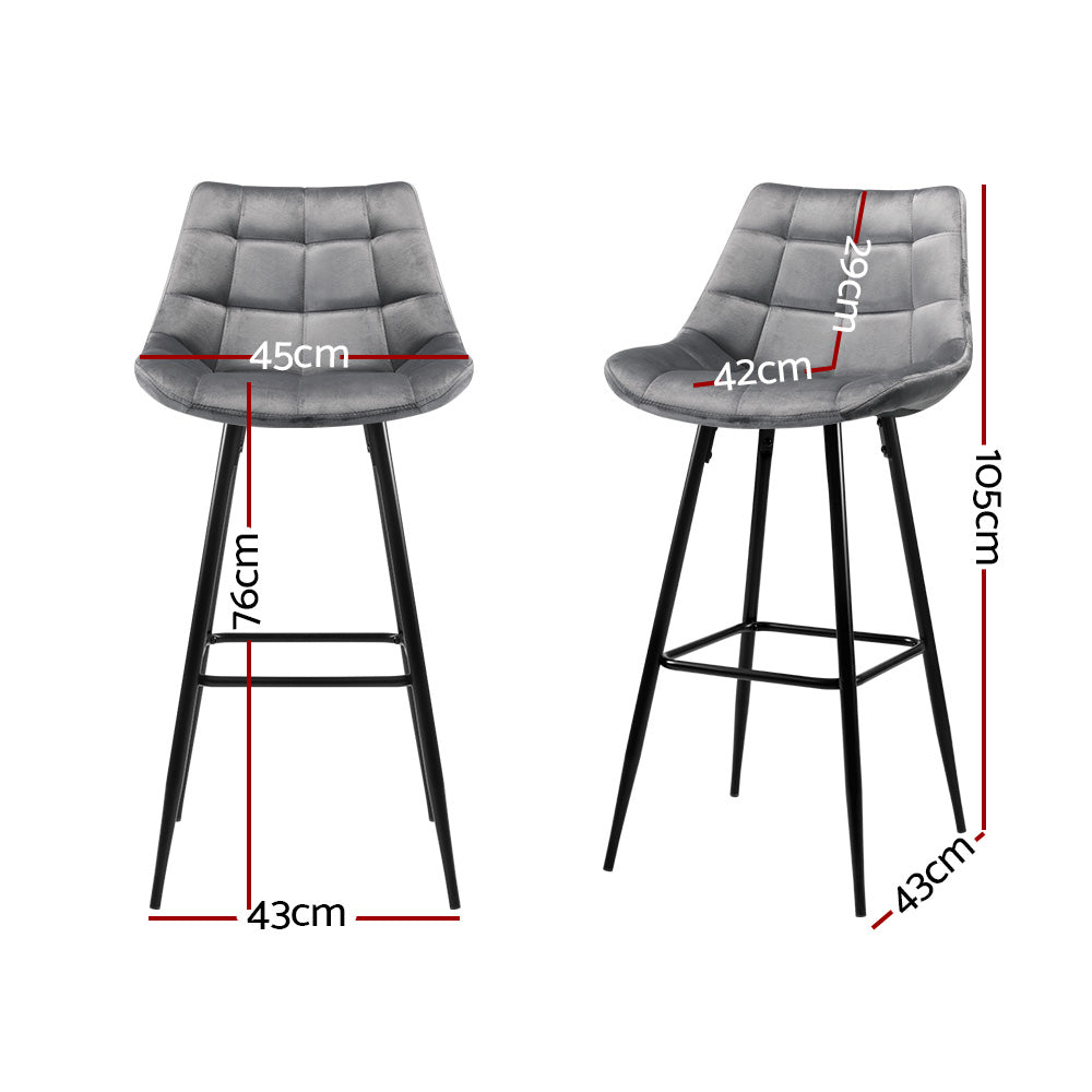 2x Velvet Kitchen Bar Stools 