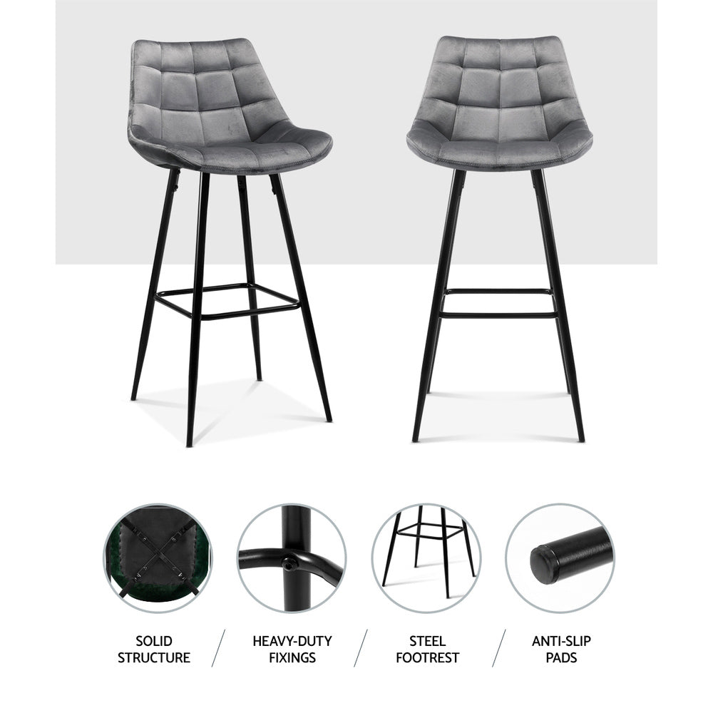 2x Velvet Kitchen Bar Stools 