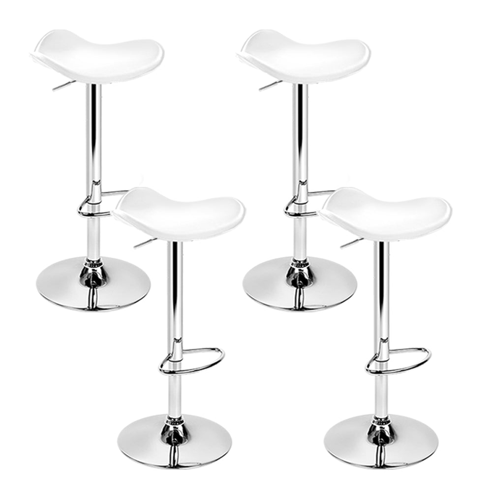 4x Swivel Gas Lift Bar Stools PU Leather Backless - White