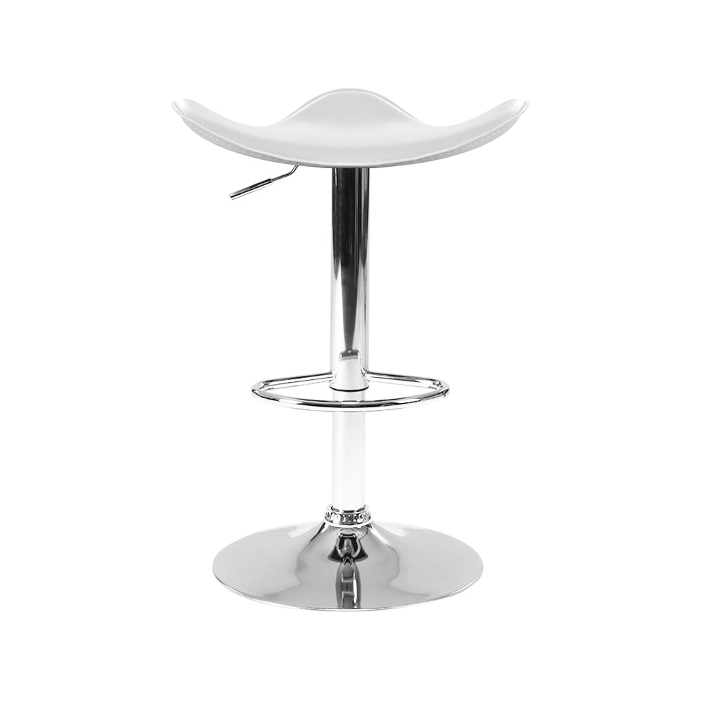 4x Swivel Gas Lift Bar Stools PU Leather Backless - White