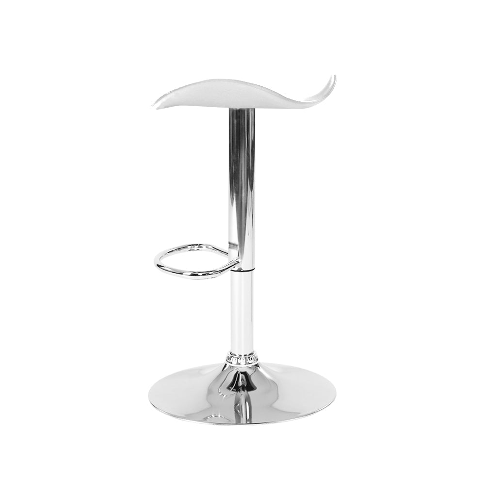 4x Swivel Gas Lift Bar Stools PU Leather Backless - White