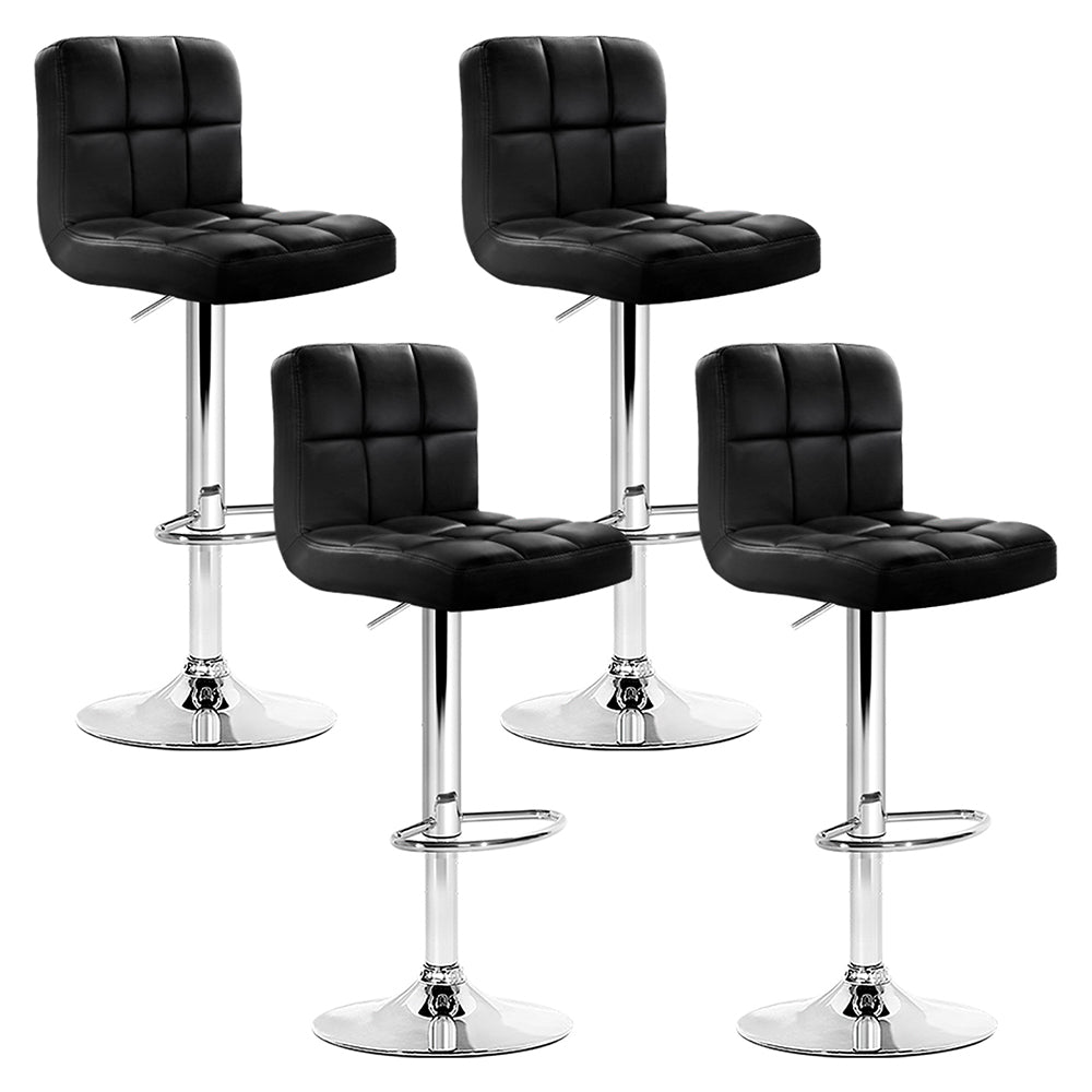 4x Swivel Gas Lift Bar Stools PU Leather Back Support - Black