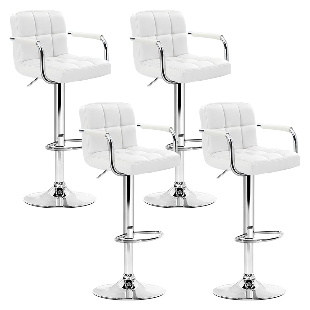 4x Swivel Gas Lift Bar Stools PU Padded Leather - White