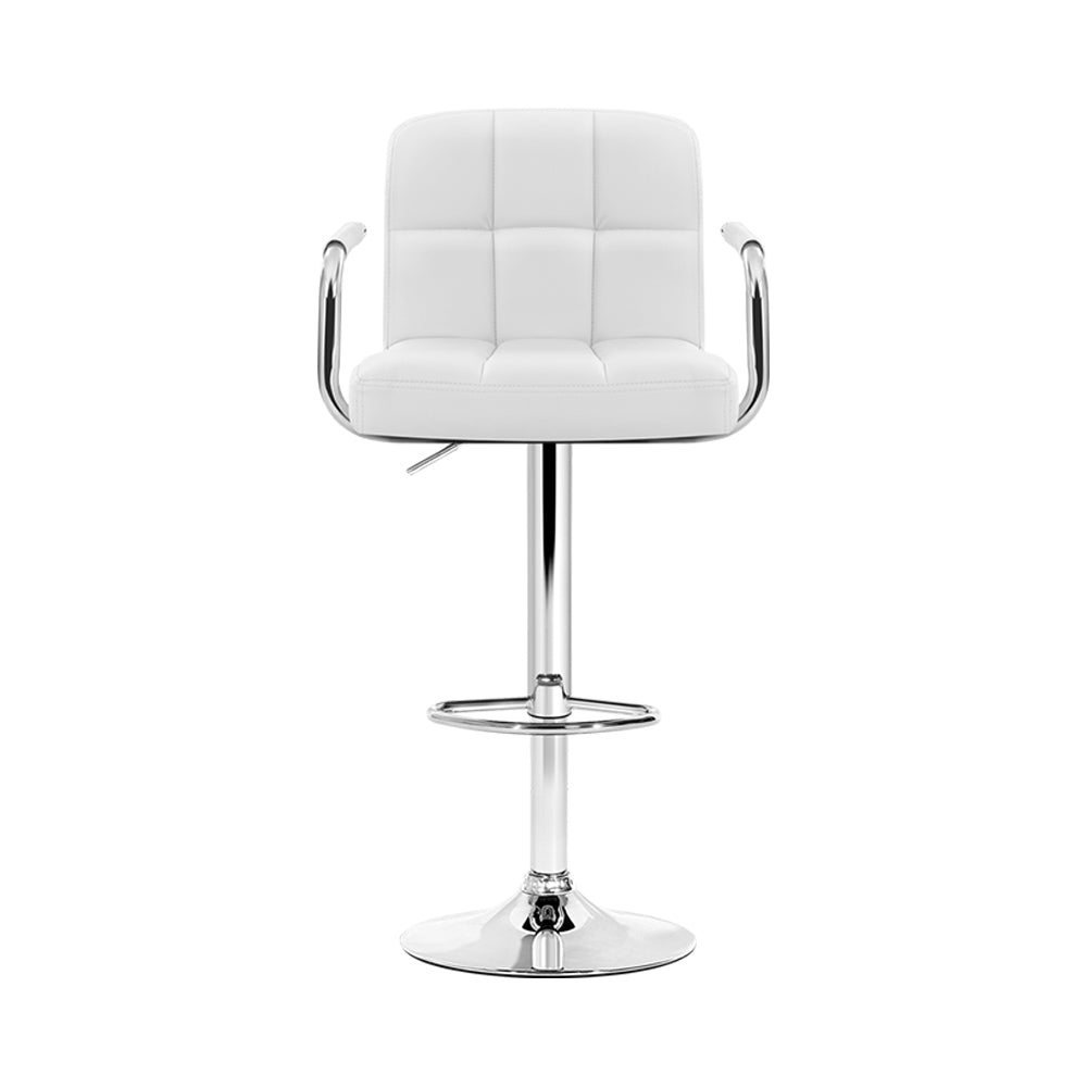 4x Swivel Gas Lift Bar Stools PU Padded Leather - White