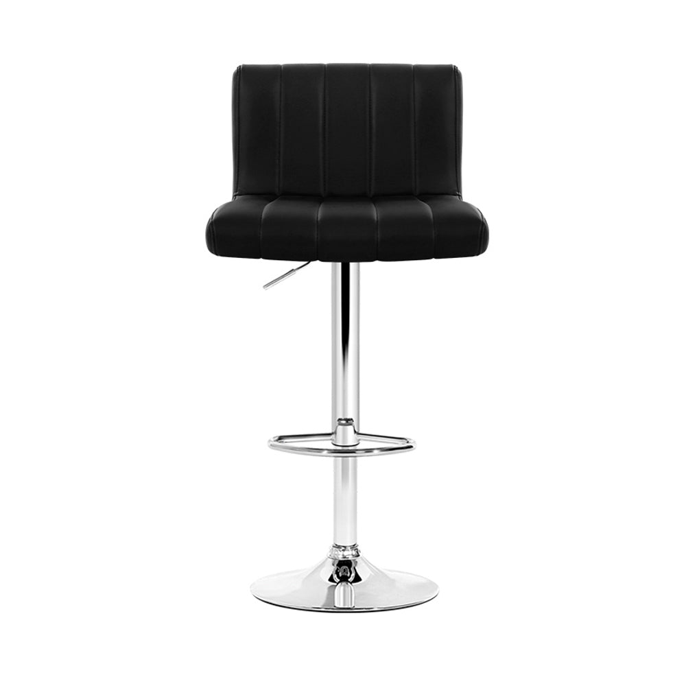 2x Swivel Gas Lift Bar Stools PU Leather Back Support - Black