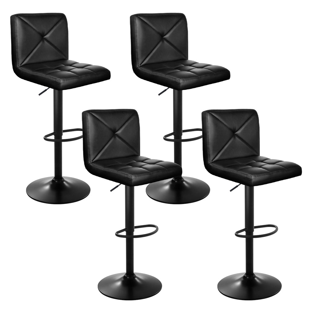 4x Swivel Gas Lift Bar Stools Back Support - Black