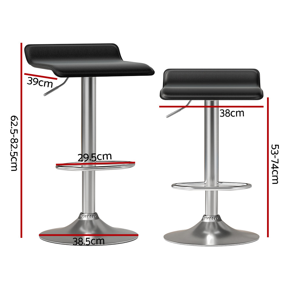 2x Adjustable Leather Kitchen Bar Stools 