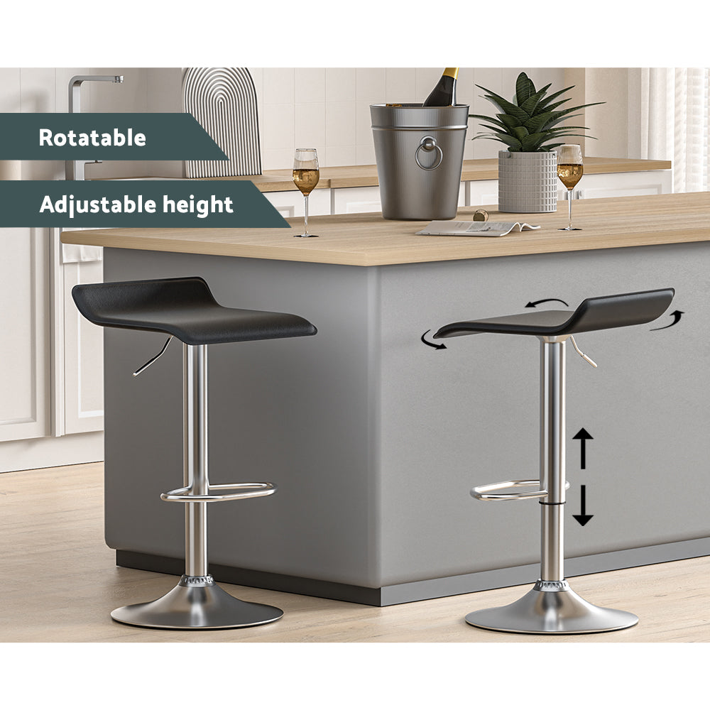 2x Adjustable Leather Kitchen Bar Stools 