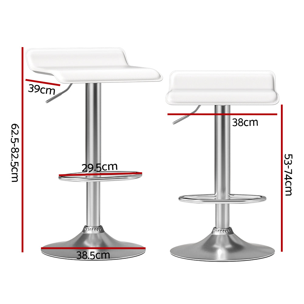 2x Adjustable Gas Lift Leather Kitchen Bar Stools 