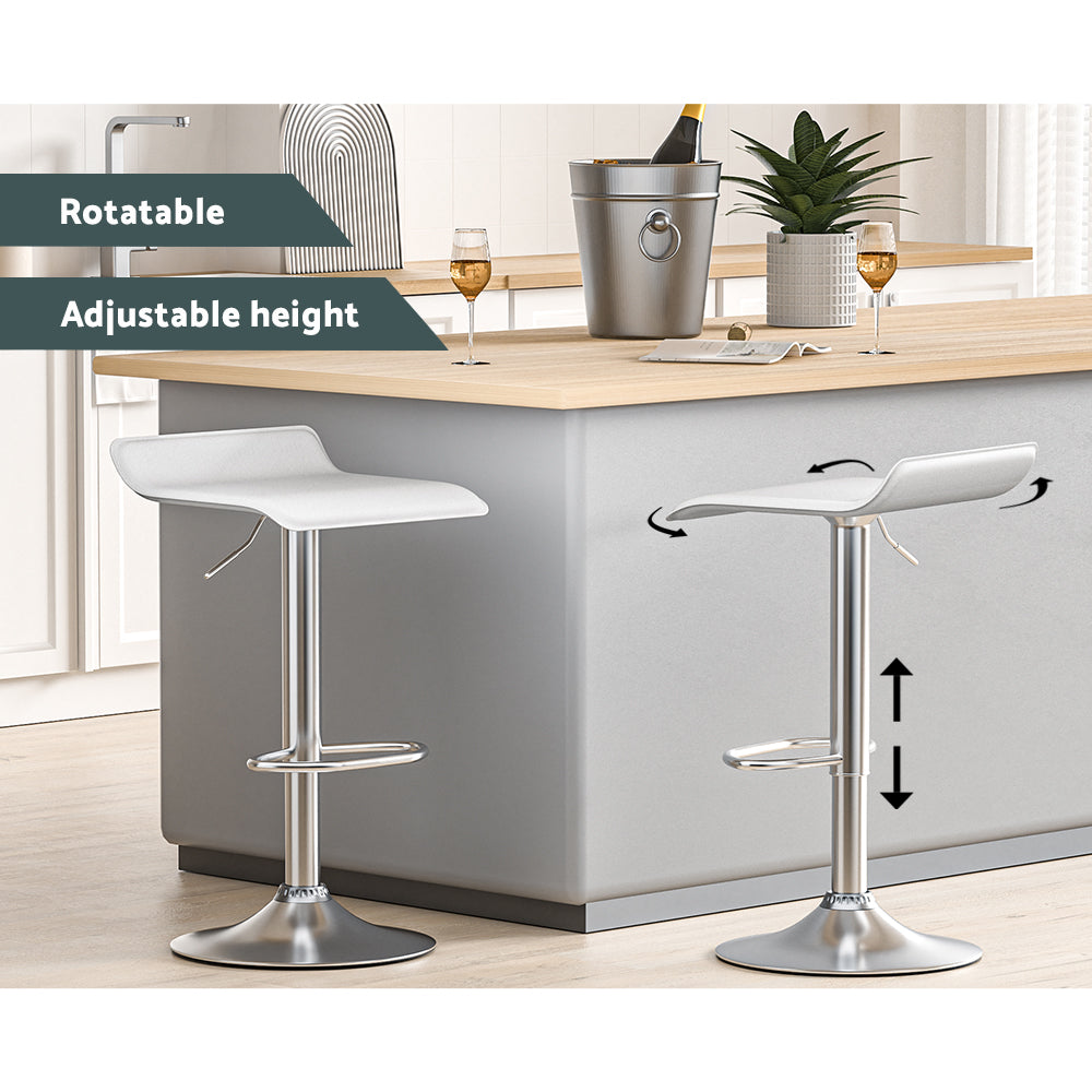 2x Adjustable Gas Lift Leather Kitchen Bar Stools 