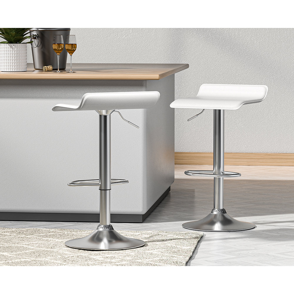 2x Adjustable Gas Lift Leather Kitchen Bar Stools 