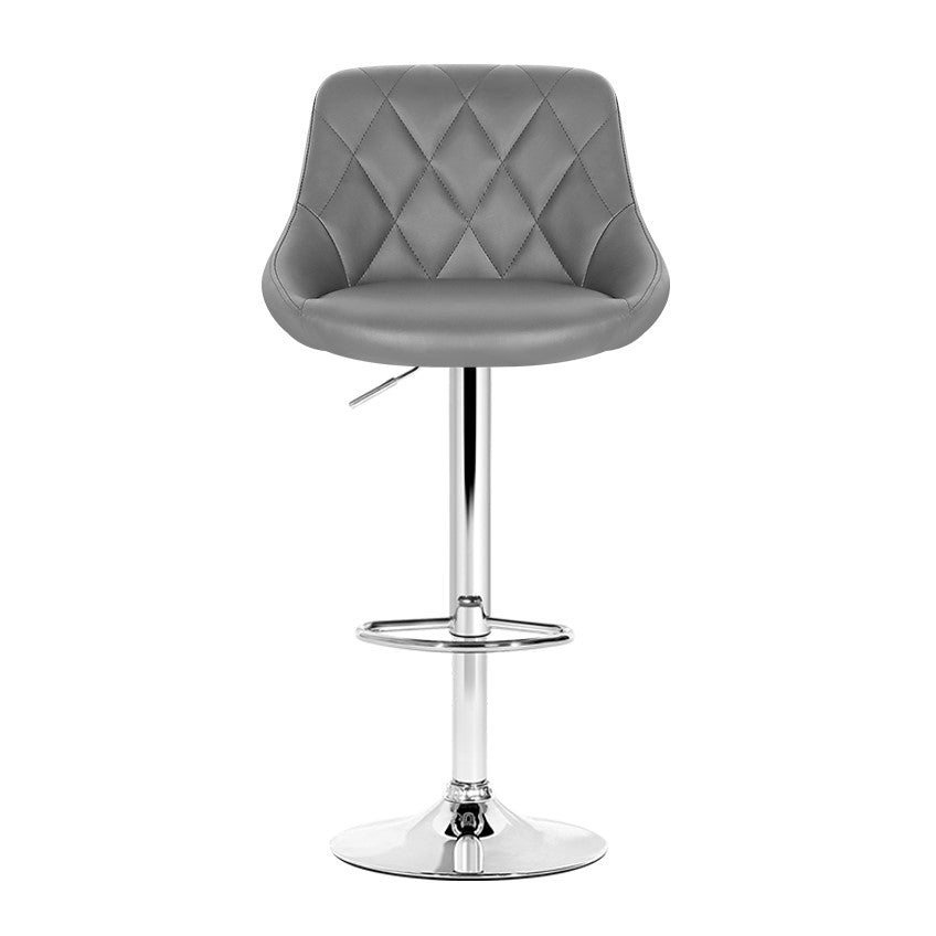 4x Swivel Gas Lift Bar Stools PU Leather Padded Back Support - Grey