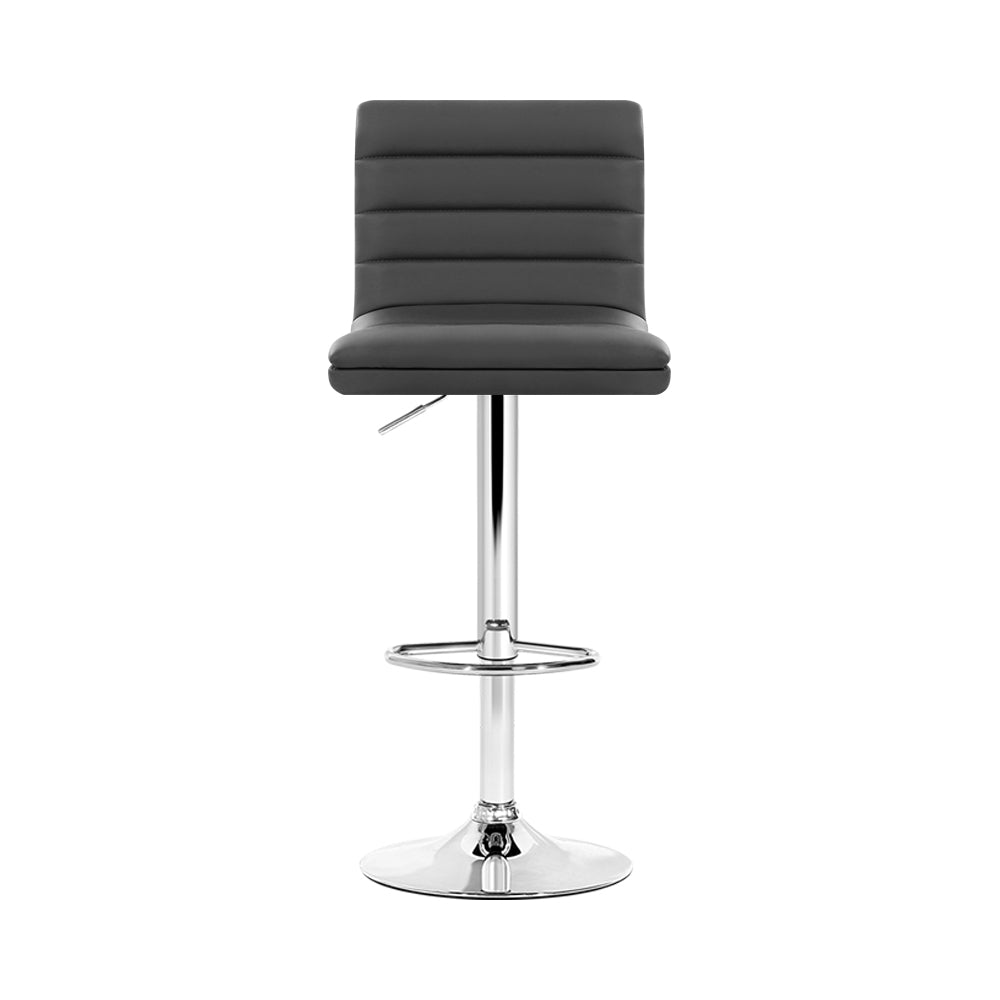 2x Swivel Gas Lift Bar Stools PU Padded Leather - Grey