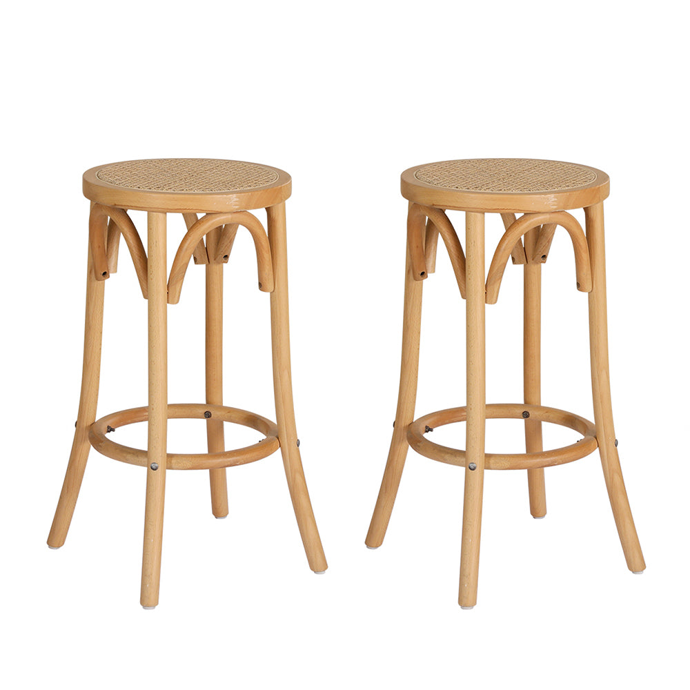 Wooden rattan kitchen bar stools