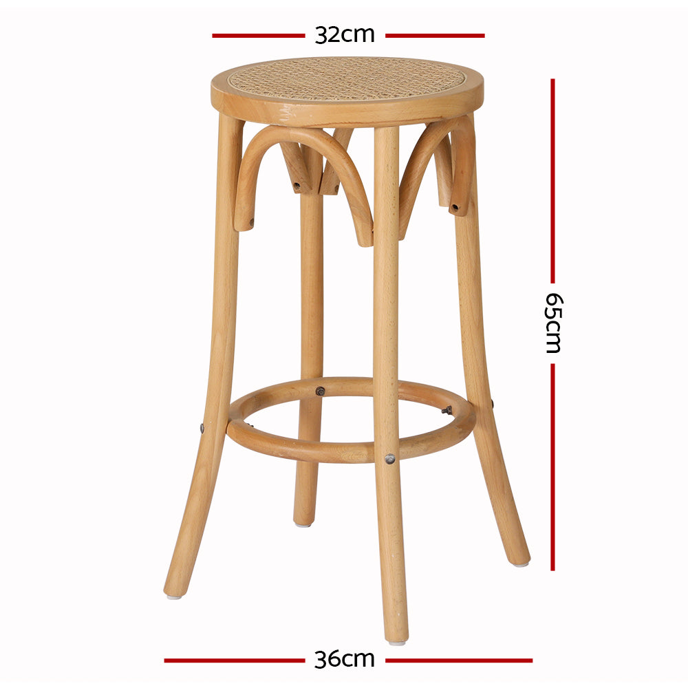 Wooden rattan kitchen bar stools