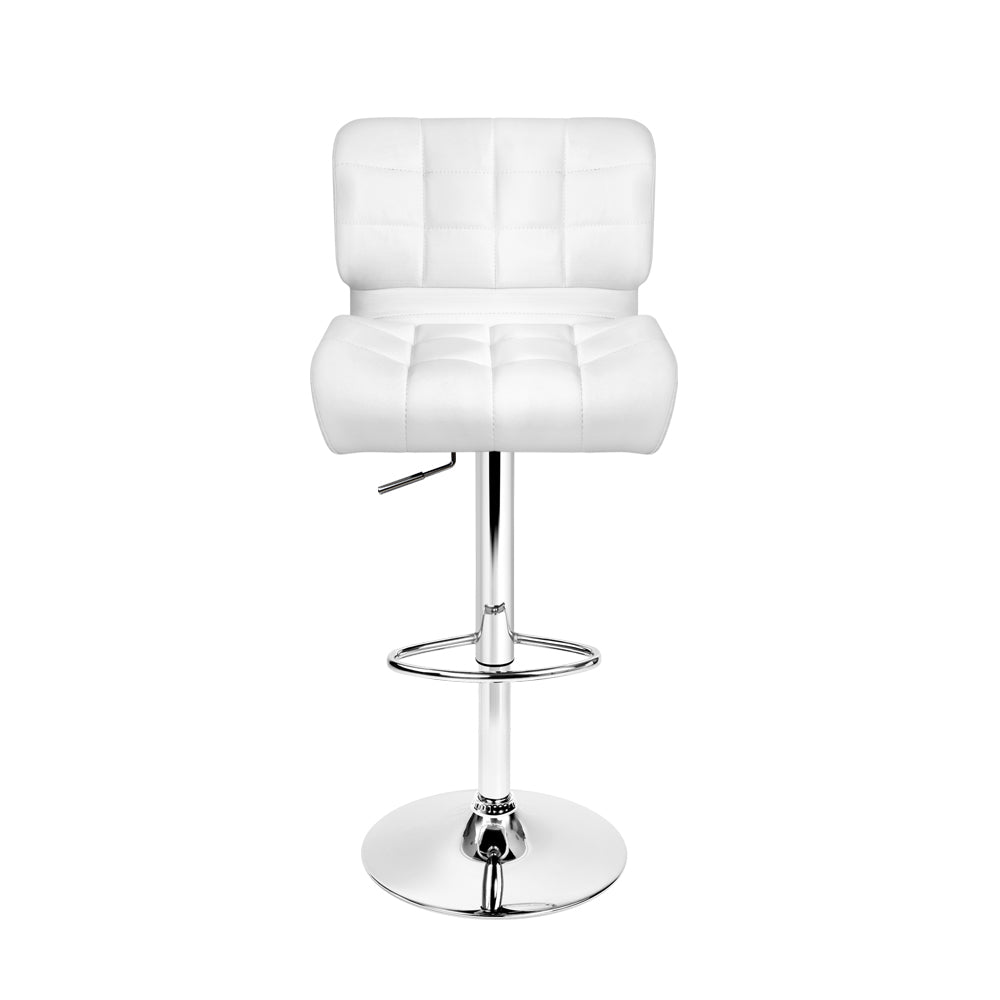 2x Swivel Gas Lift Bar Stools PU Leather Padded - White