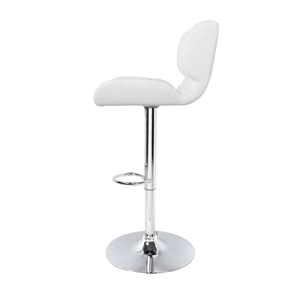 2x Swivel Gas Lift Bar Stools PU Leather Padded - White