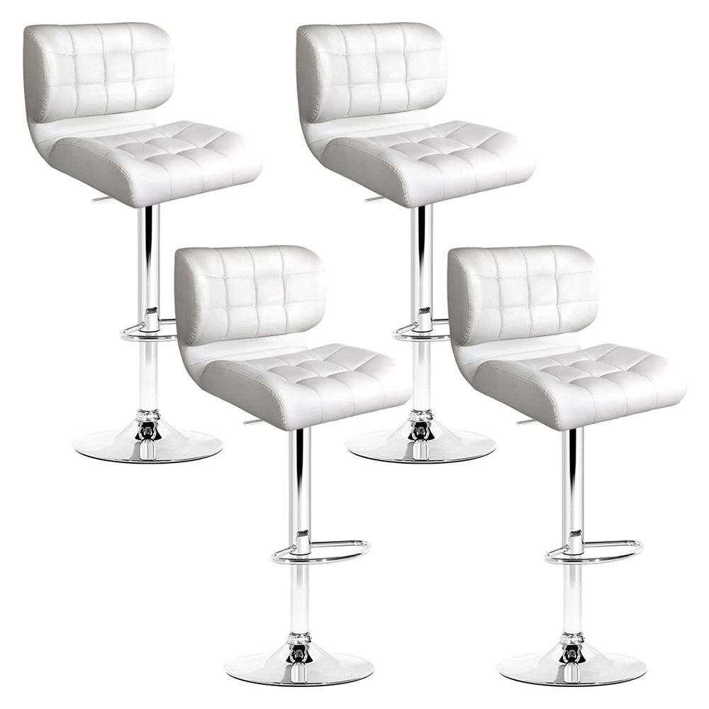 4x Swivel Gas Lift Bar Stools PU Leather Padded Back Support - White