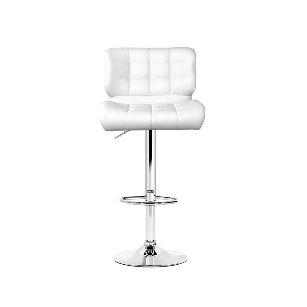 4x Swivel Gas Lift Bar Stools PU Leather Padded Back Support - White