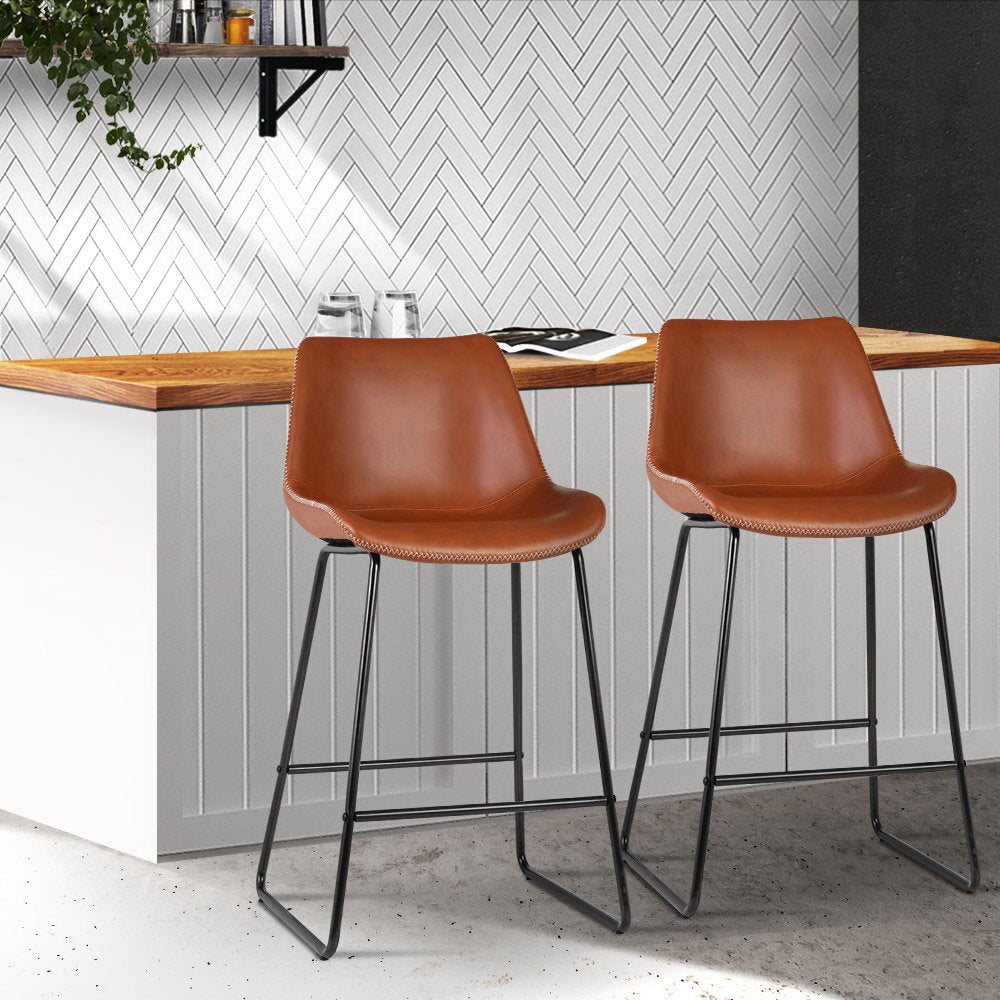 2x High Back Kitchen Bar Stools