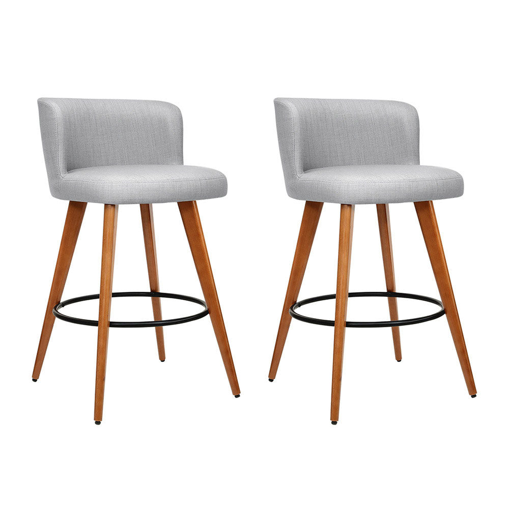 2x Soft Fabric Kitchen Bar Stools