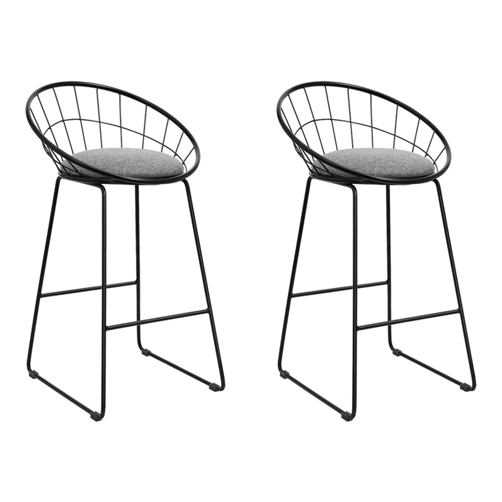 2x Metal Bar Stools With Padded Seat