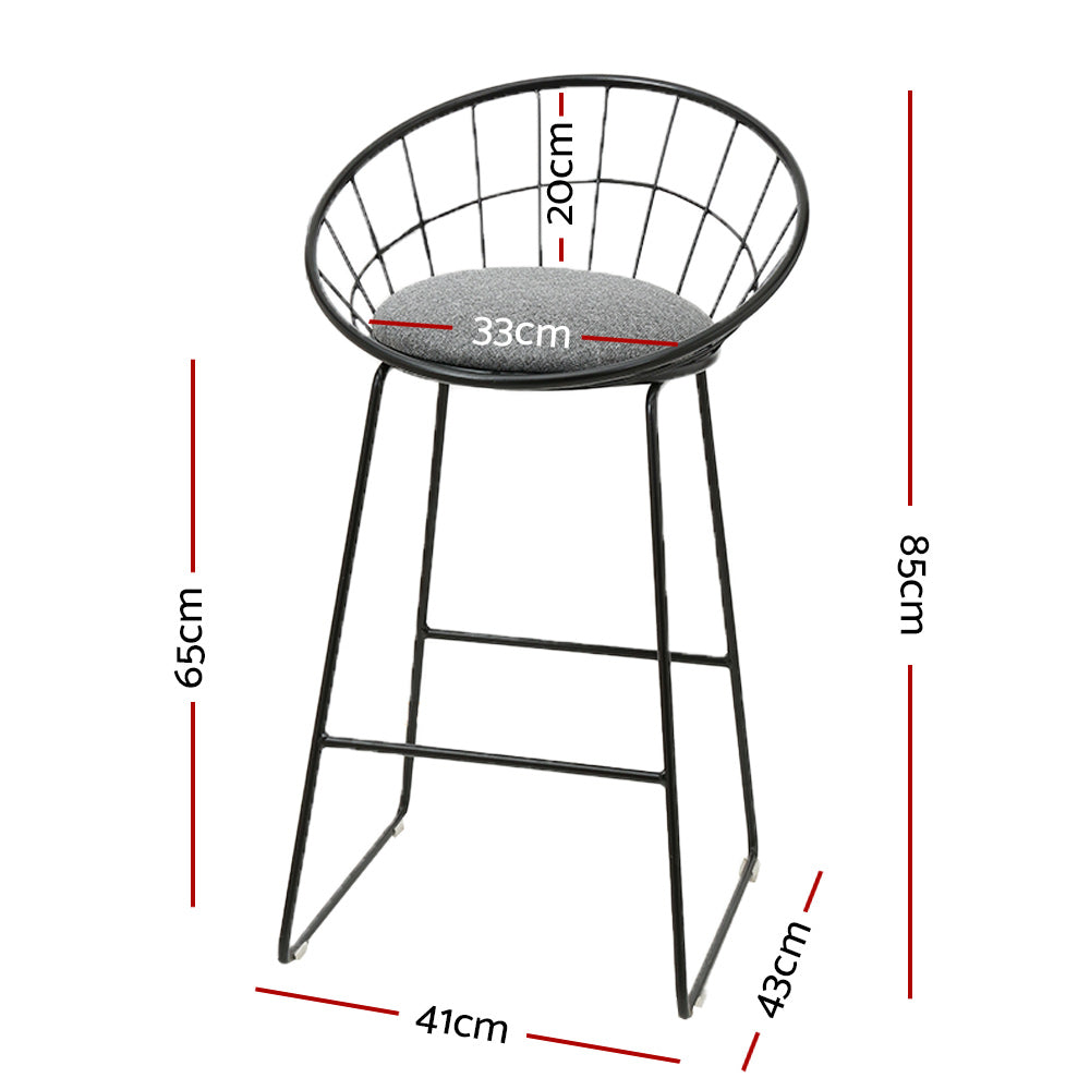 2x Metal Bar Stools With Padded Seat