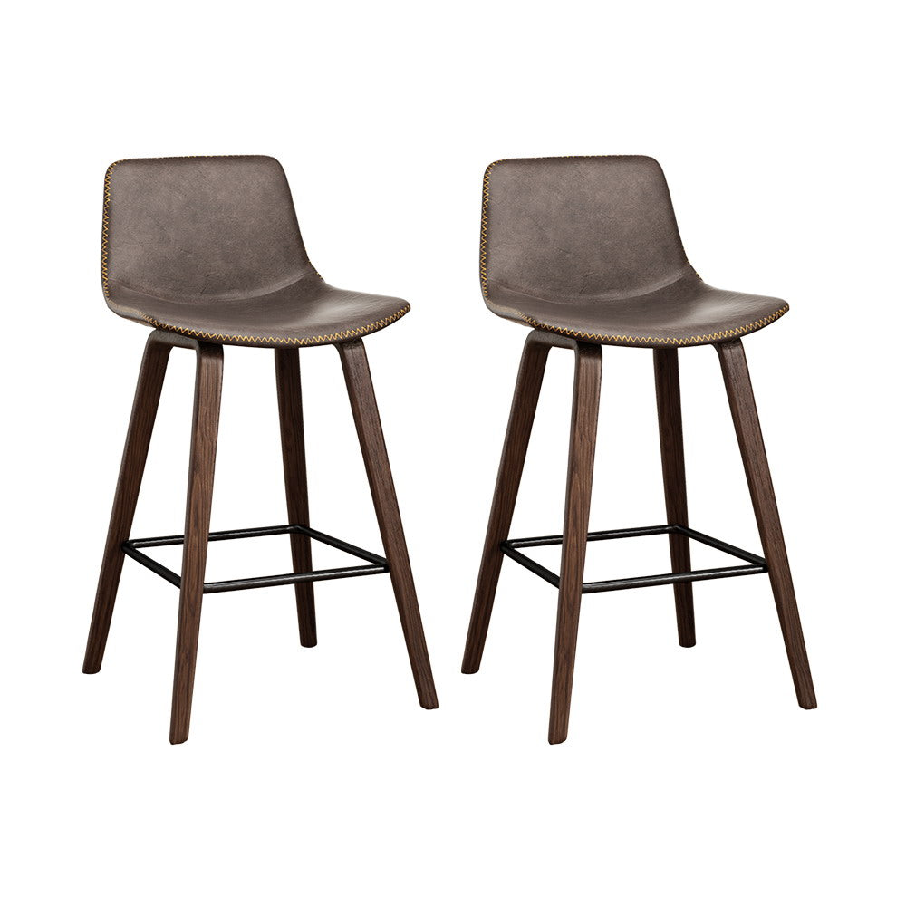 2x Premium Leather Kitchen Bar Stools