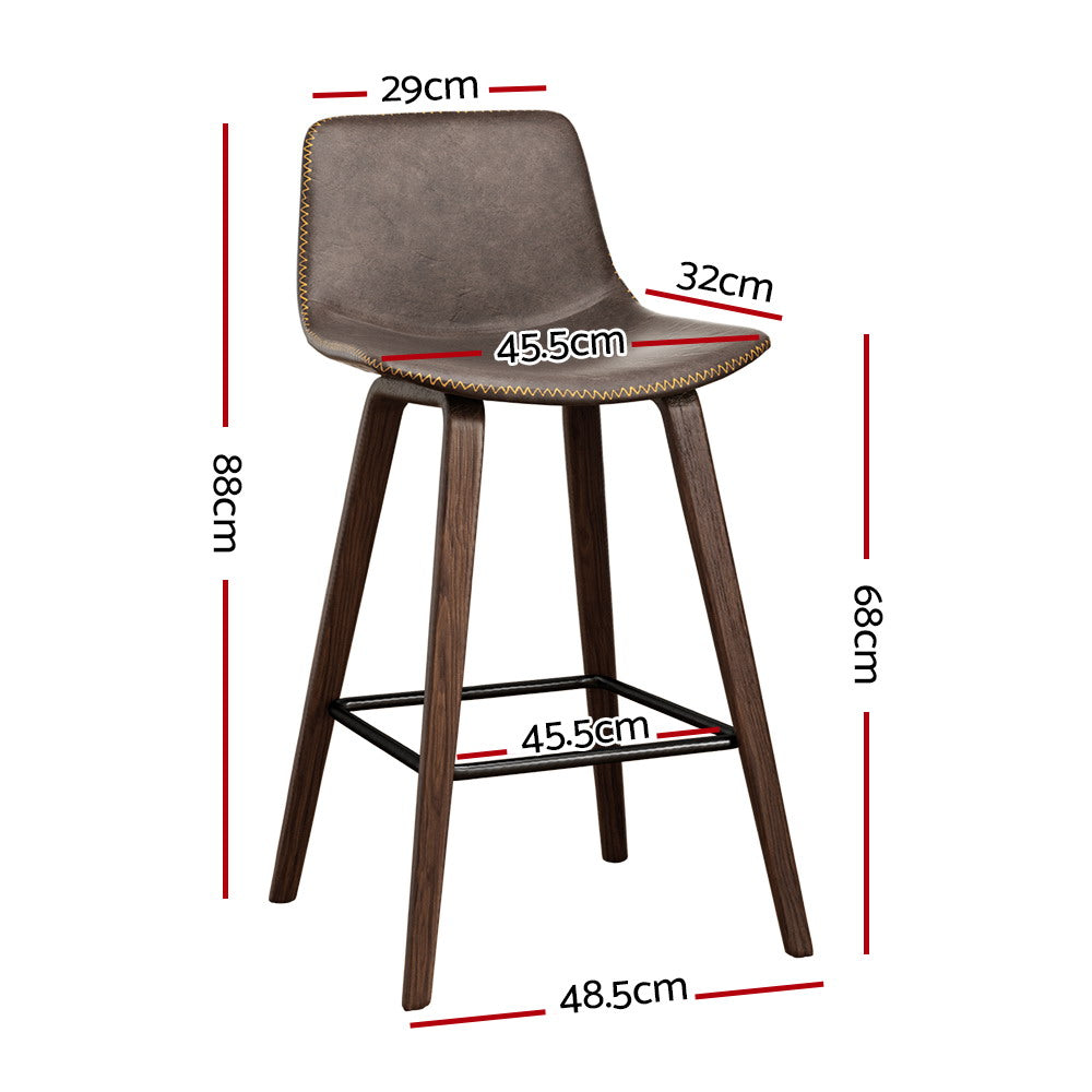 2x Premium Leather Kitchen Bar Stools