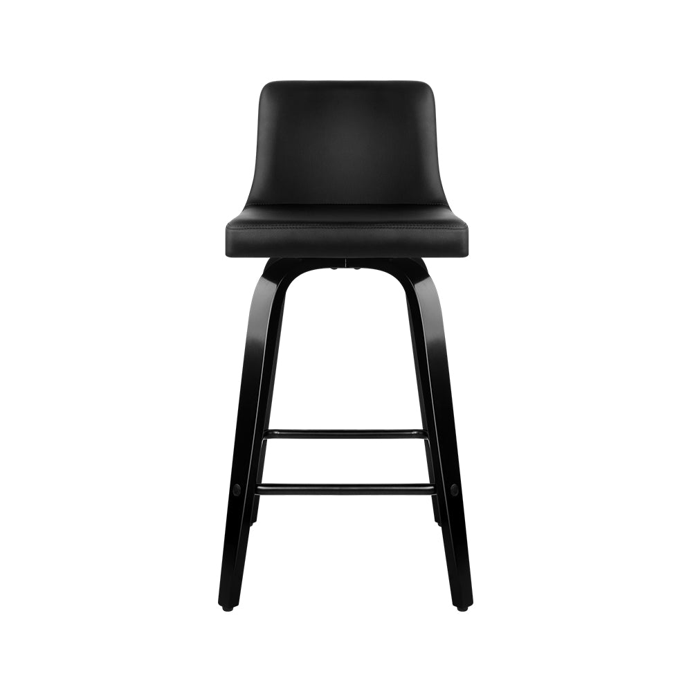 4x Swivel Bar Stools PU Leather Wooden Stools - Black