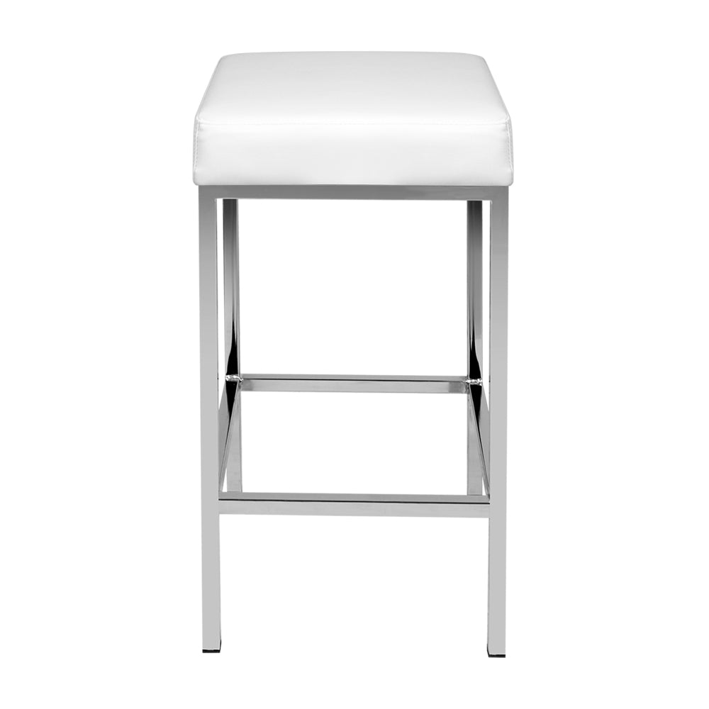 2x Chrome Bar Stools With Padded Leather