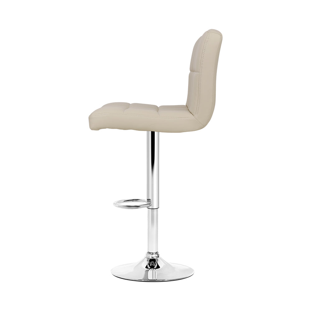 2x Swivel Gas Lift Bar Stools PU Leather - Beige