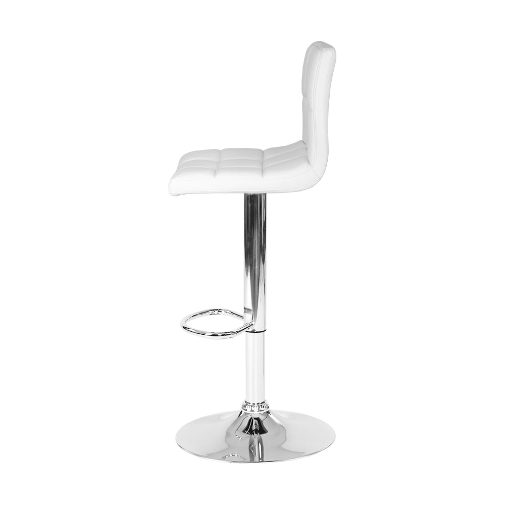 2x Swivel Gas Lift Bar Stools PU Padded Leather - White