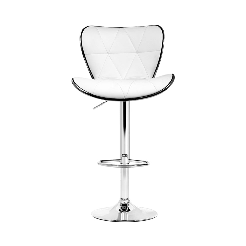 4x Swivel Gas Lift Bar Stools PU Padded Leather - White