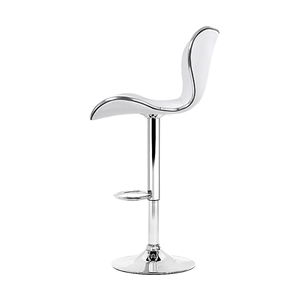 4x Swivel Gas Lift Bar Stools PU Padded Leather - White