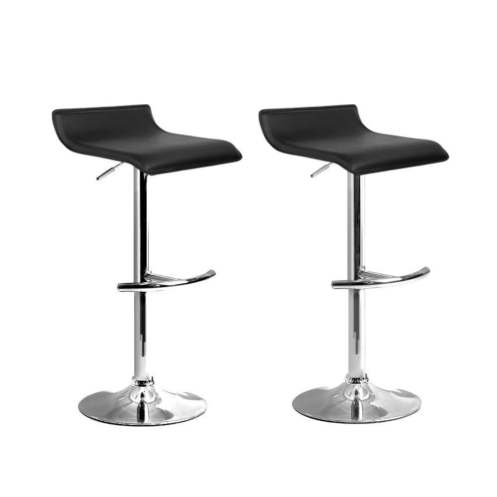 2x Swivel Gas Lift Contemporary backless Bar Stools PU Leather - Black