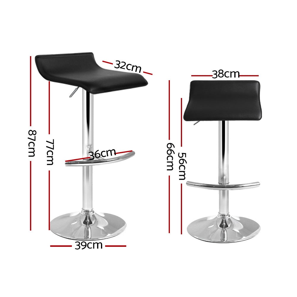 2x Swivel Gas Lift Contemporary backless Bar Stools PU Leather - Black