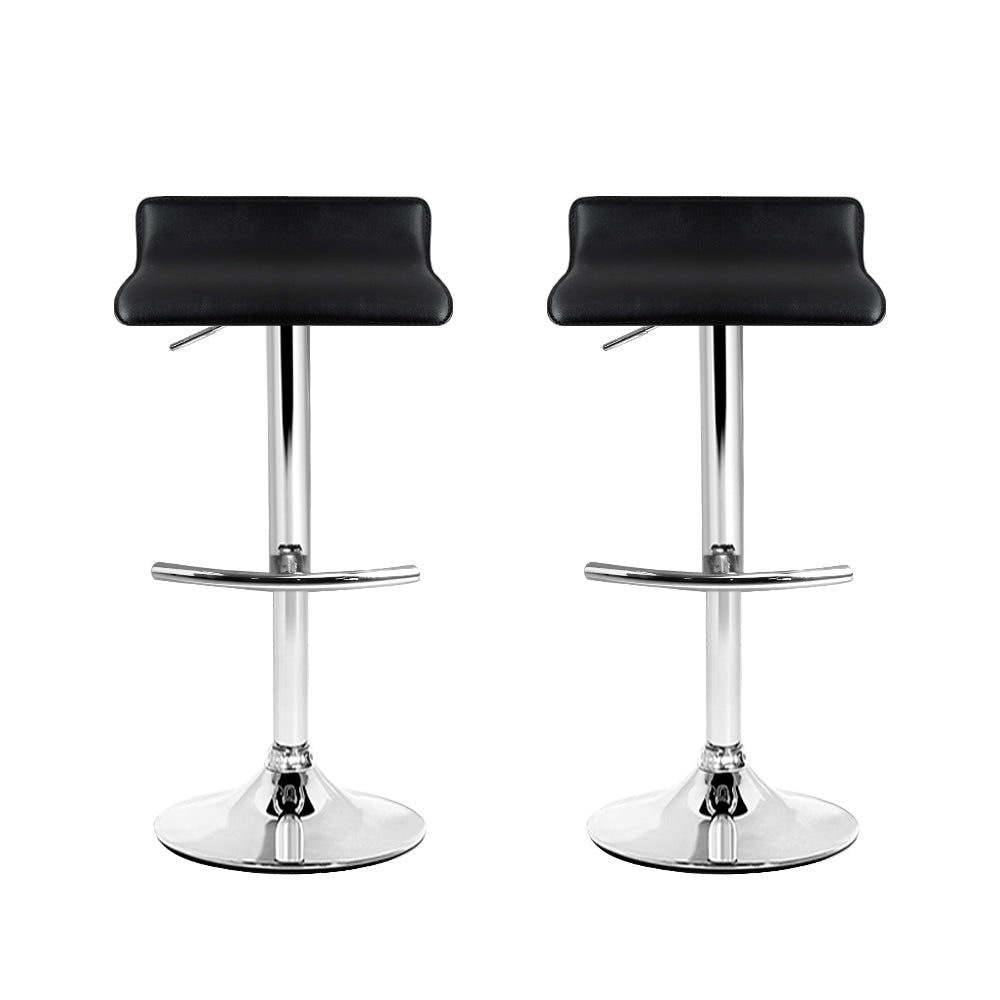 2x Swivel Gas Lift Contemporary backless Bar Stools PU Leather - Black