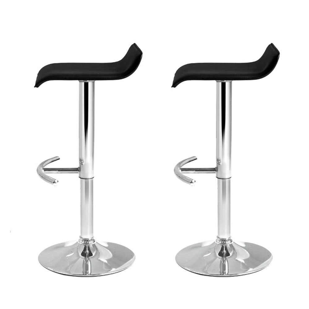 2x Swivel Gas Lift Contemporary backless Bar Stools PU Leather - Black