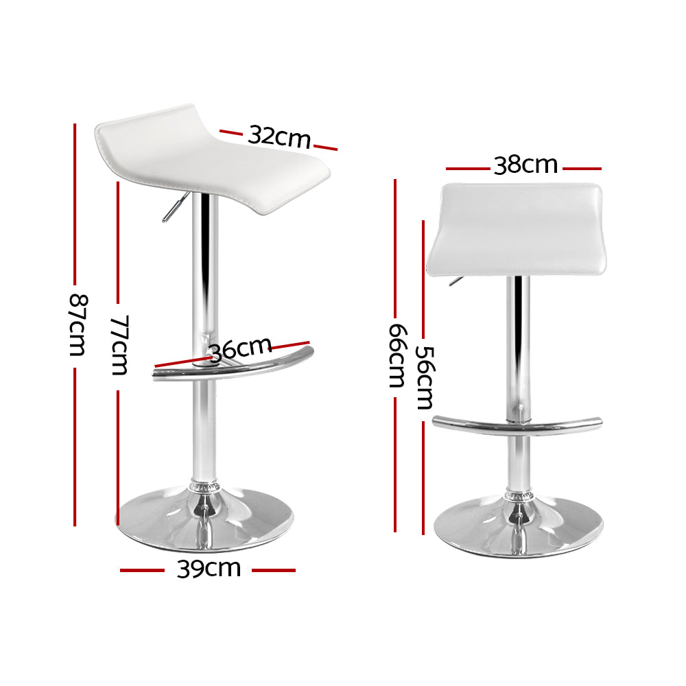 2x Swivel Gas Lift Contemporary Backless Bar Stools PU Leather - White