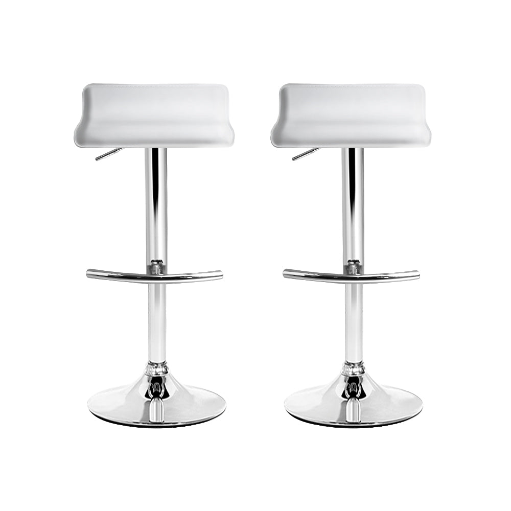 2x Swivel Gas Lift Contemporary Backless Bar Stools PU Leather - White