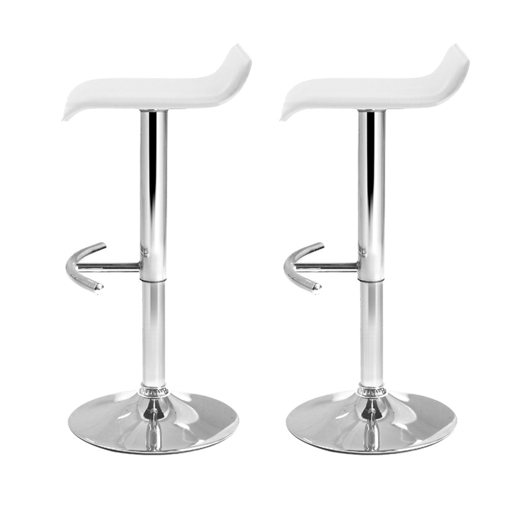 2x Swivel Gas Lift Contemporary Backless Bar Stools PU Leather - White