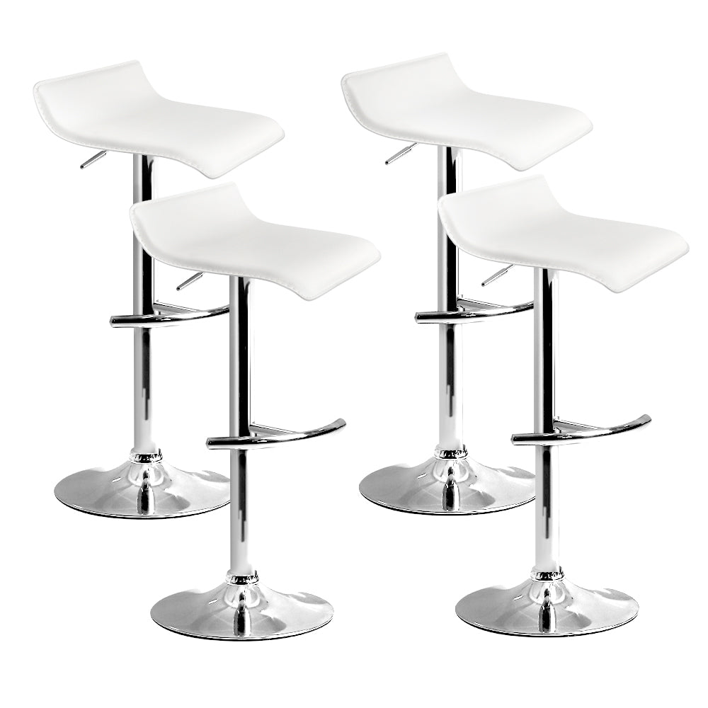 4x Swivel Gas Lift Contemporary Backless Bar Stools PU Leather - White